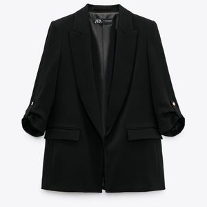NWT Zara Blazer with Rolled Up Sleeves - black - Sz XL